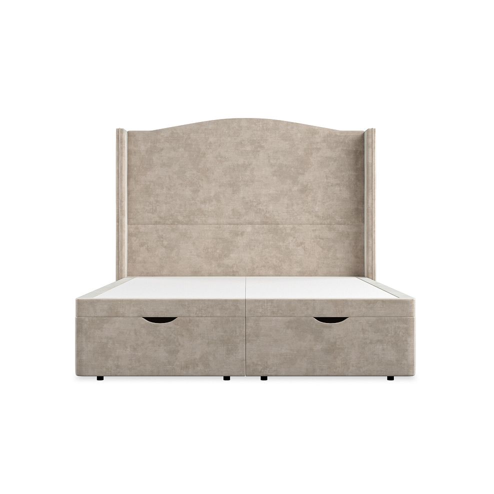 Eden King-Size Ottoman Storage Bed with Winged Headboard in Heritage Velvet - Mink Thumbnail 4