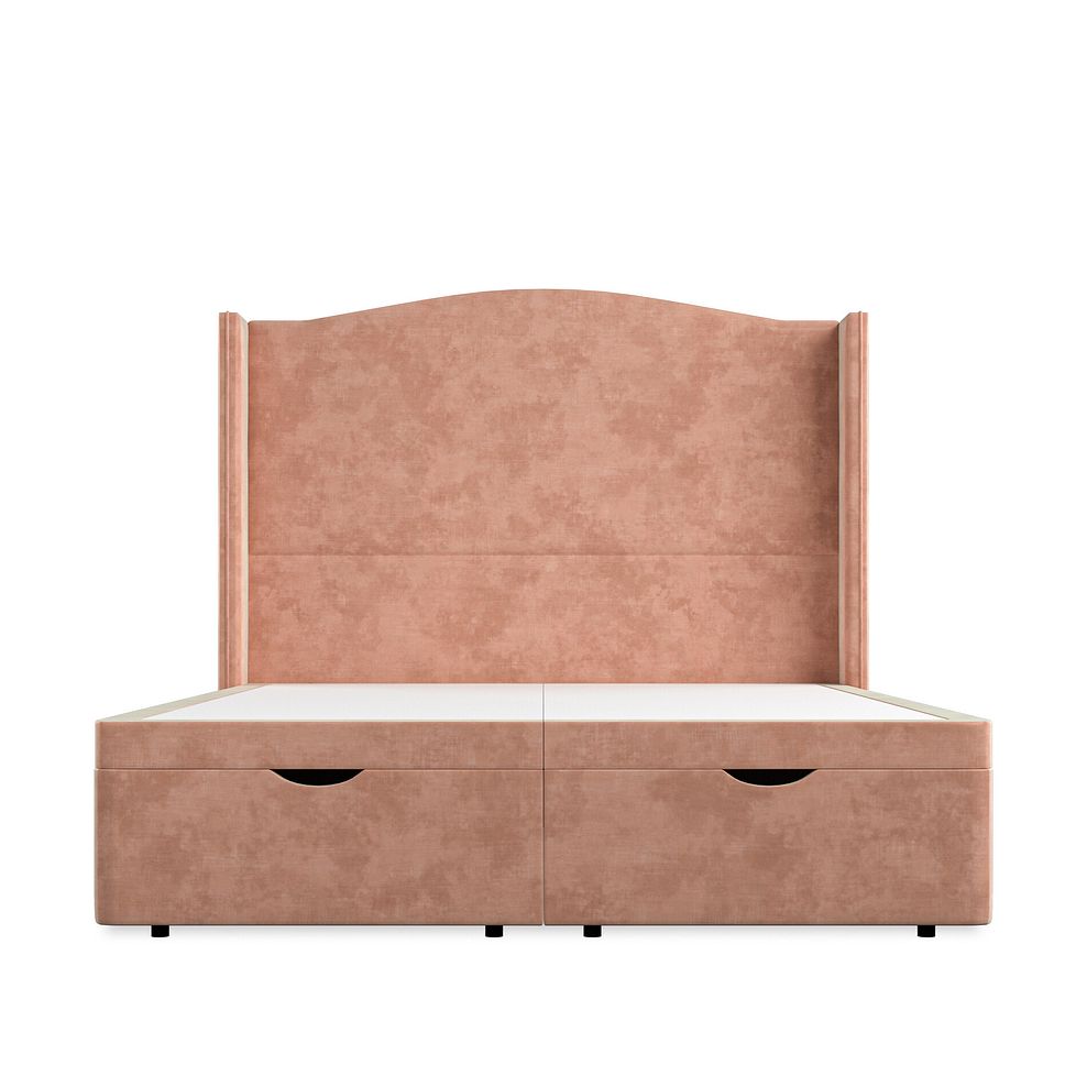Eden King-Size Ottoman Storage Bed with Winged Headboard in Heritage Velvet - Powder Pink Thumbnail 4