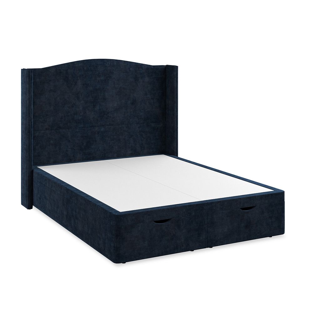 Eden King-Size Ottoman Storage Bed with Winged Headboard in Heritage Velvet - Royal Blue Thumbnail 2