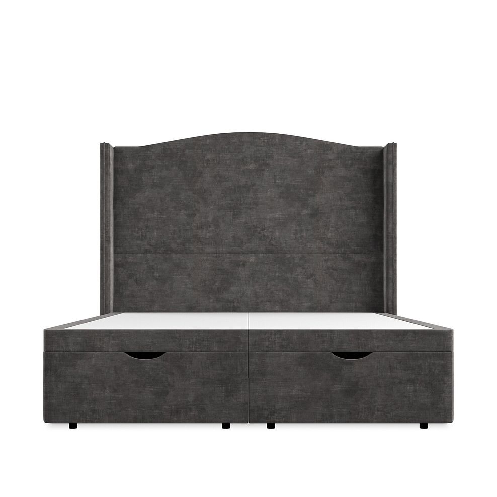 Eden King-Size Ottoman Storage Bed with Winged Headboard in Heritage Velvet - Steel 4