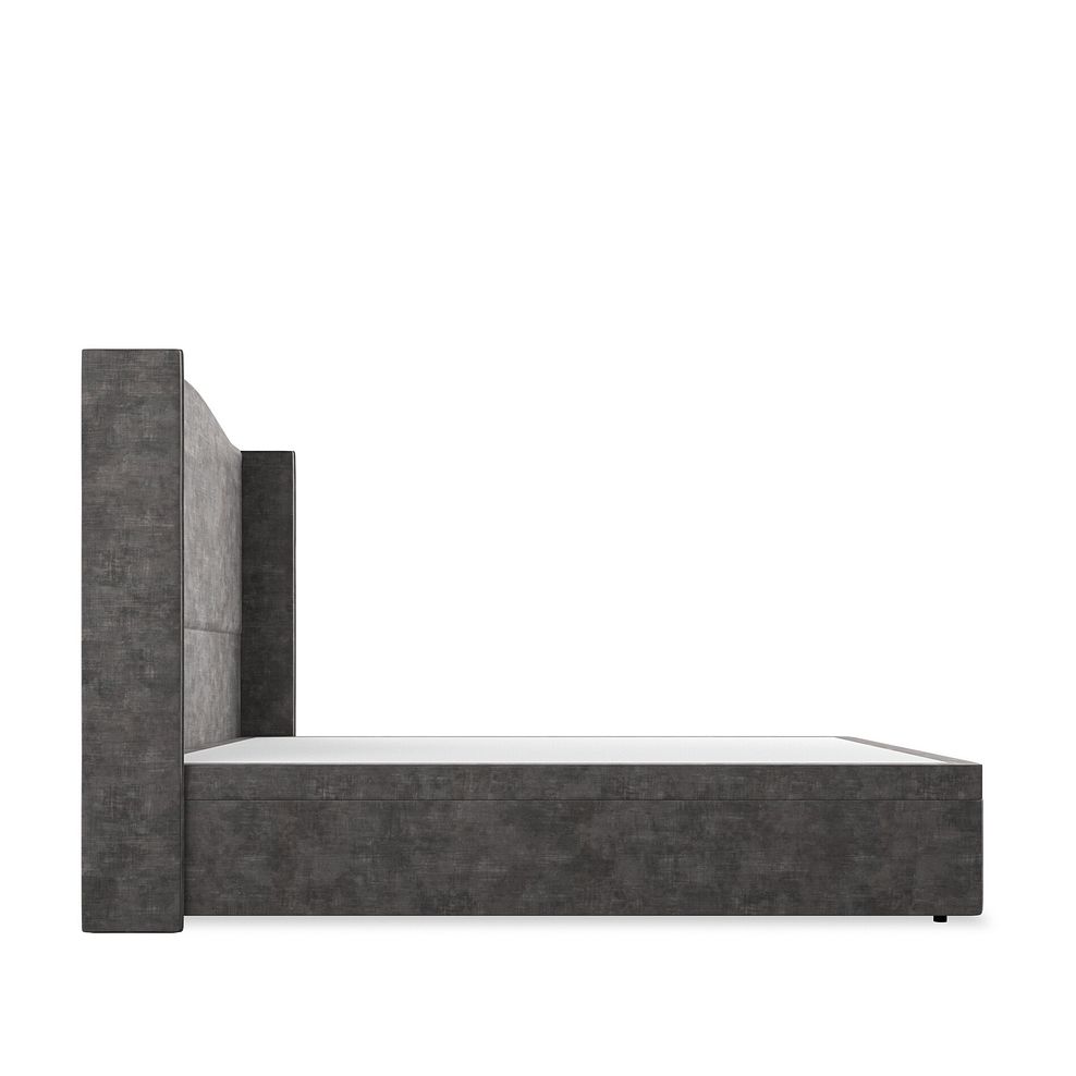 Eden King-Size Ottoman Storage Bed with Winged Headboard in Heritage Velvet - Steel Thumbnail 5