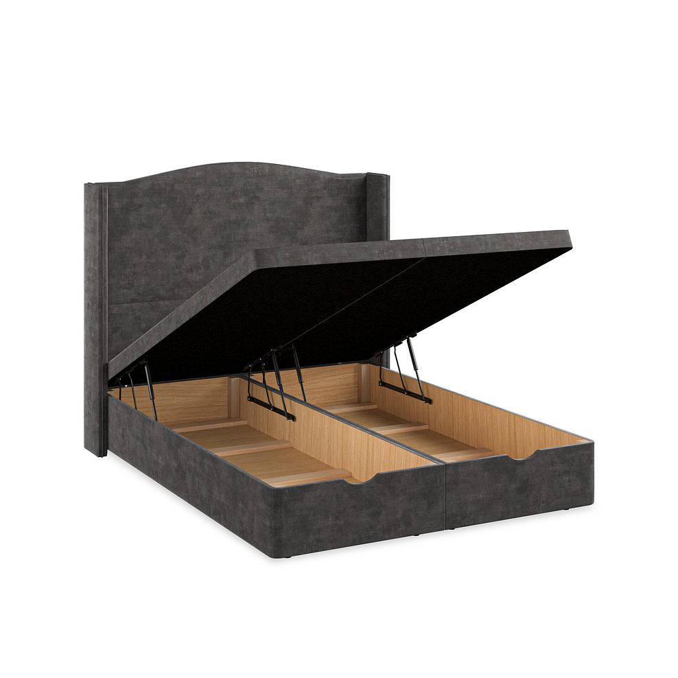 Eden King-Size Ottoman Storage Bed with Winged Headboard in Heritage Velvet - Steel 3