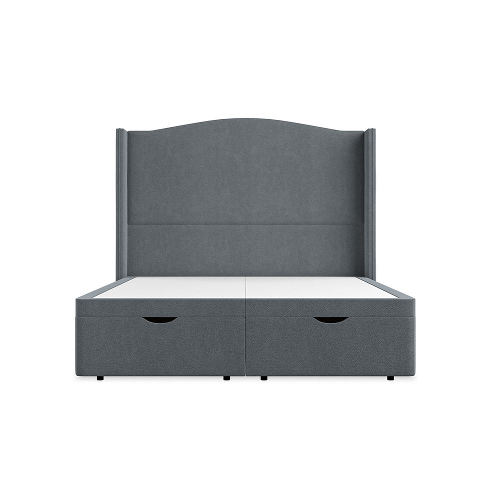 Eden King-Size Ottoman Storage Bed with Winged Headboard in Venice Fabric - Graphite 4