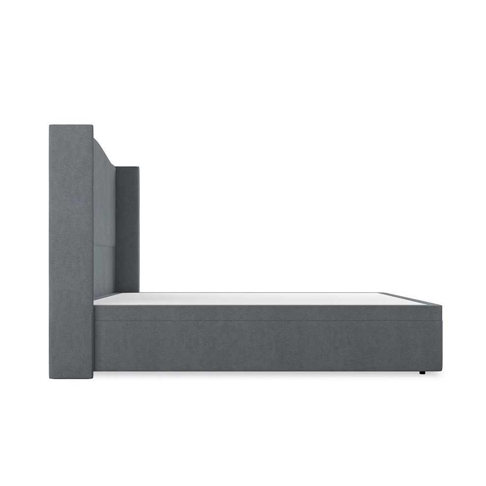 Eden King-Size Ottoman Storage Bed with Winged Headboard in Venice Fabric - Graphite Thumbnail 5