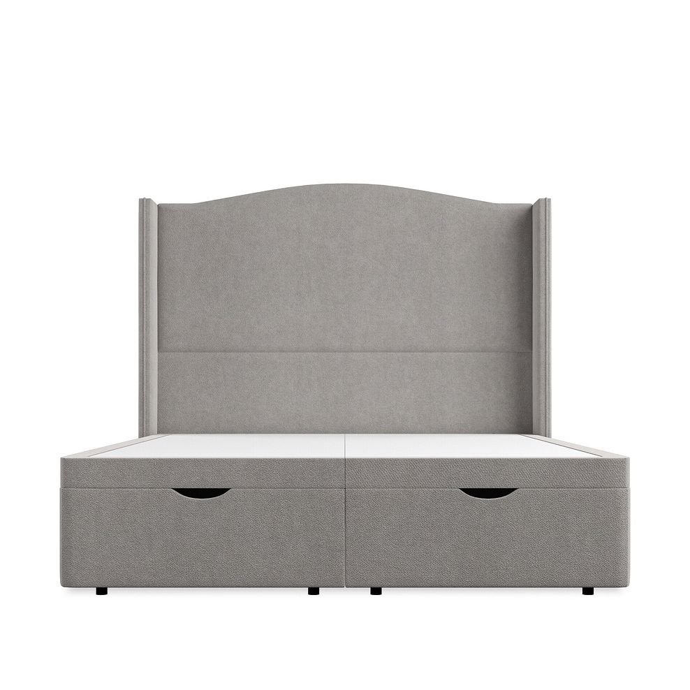 Eden King-Size Ottoman Storage Bed with Winged Headboard in Venice Fabric - Grey Thumbnail 4