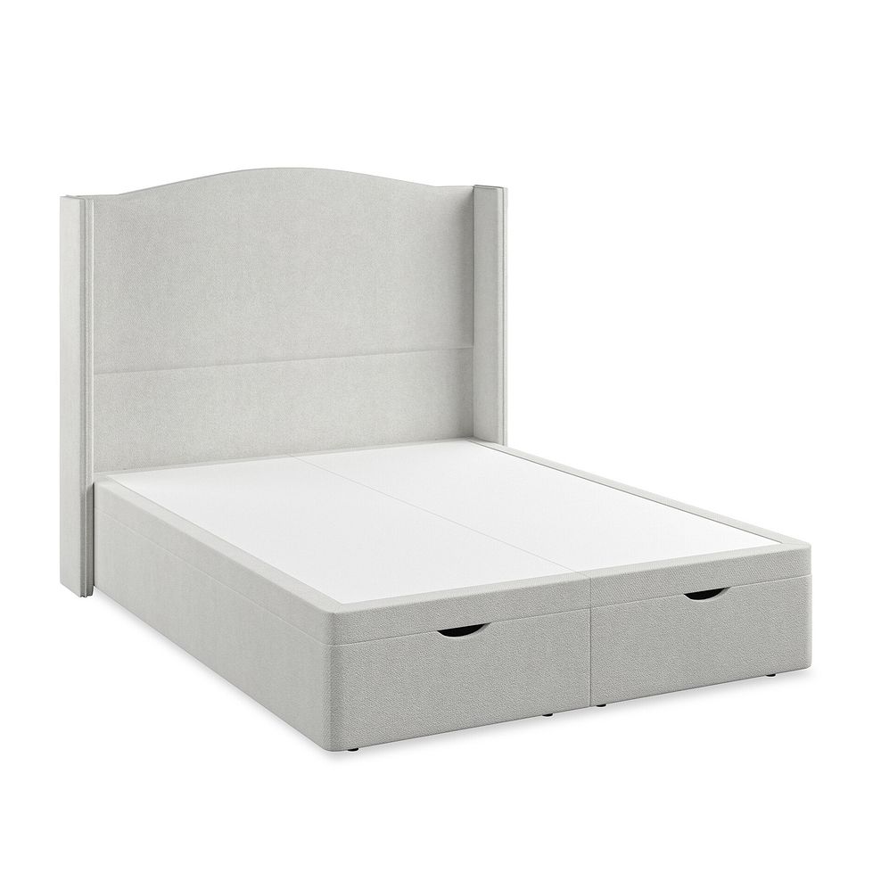 Eden King-Size Ottoman Storage Bed with Winged Headboard in Venice Fabric - Silver 2