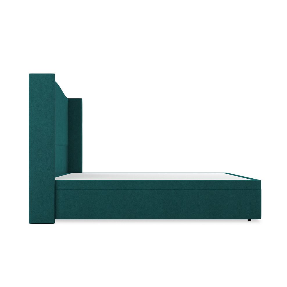 Eden King-Size Ottoman Storage Bed with Winged Headboard in Venice Fabric - Teal 5