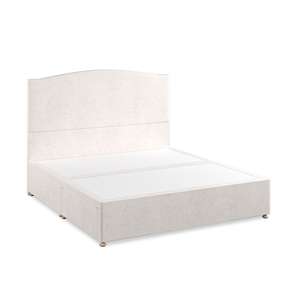 Eden Super King-Size 2 Drawer Divan Bed in Brooklyn Fabric - Lace White 2