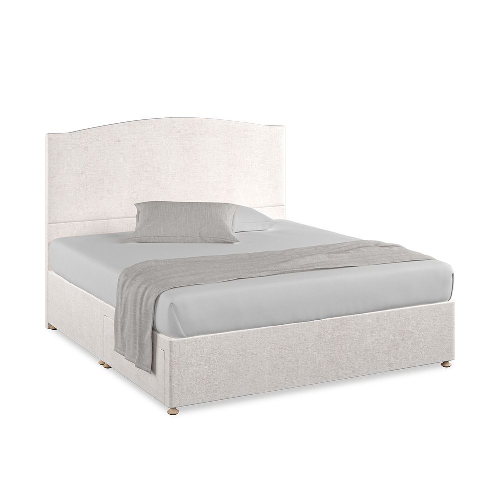 Eden Super King-Size 2 Drawer Divan Bed in Brooklyn Fabric - Lace White 1