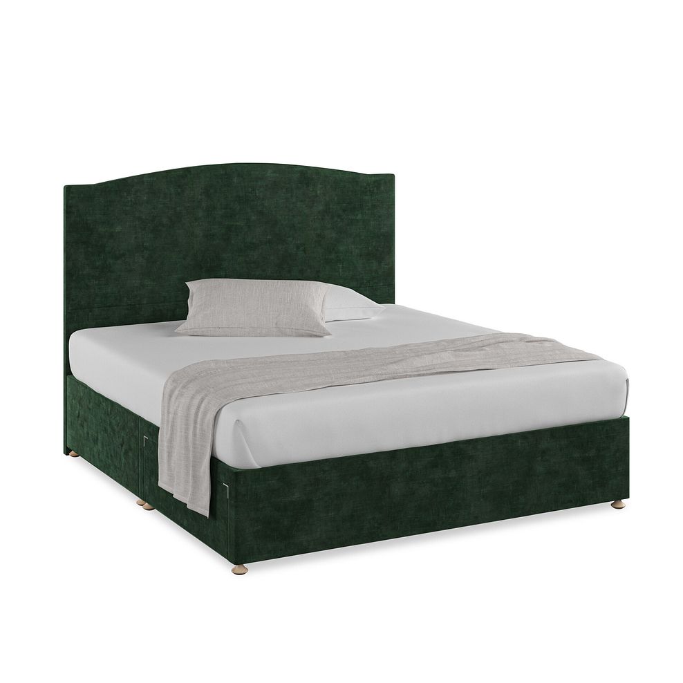 Eden Super King-Size 2 Drawer Divan Bed in Heritage Velvet - Bottle Green Thumbnail 1