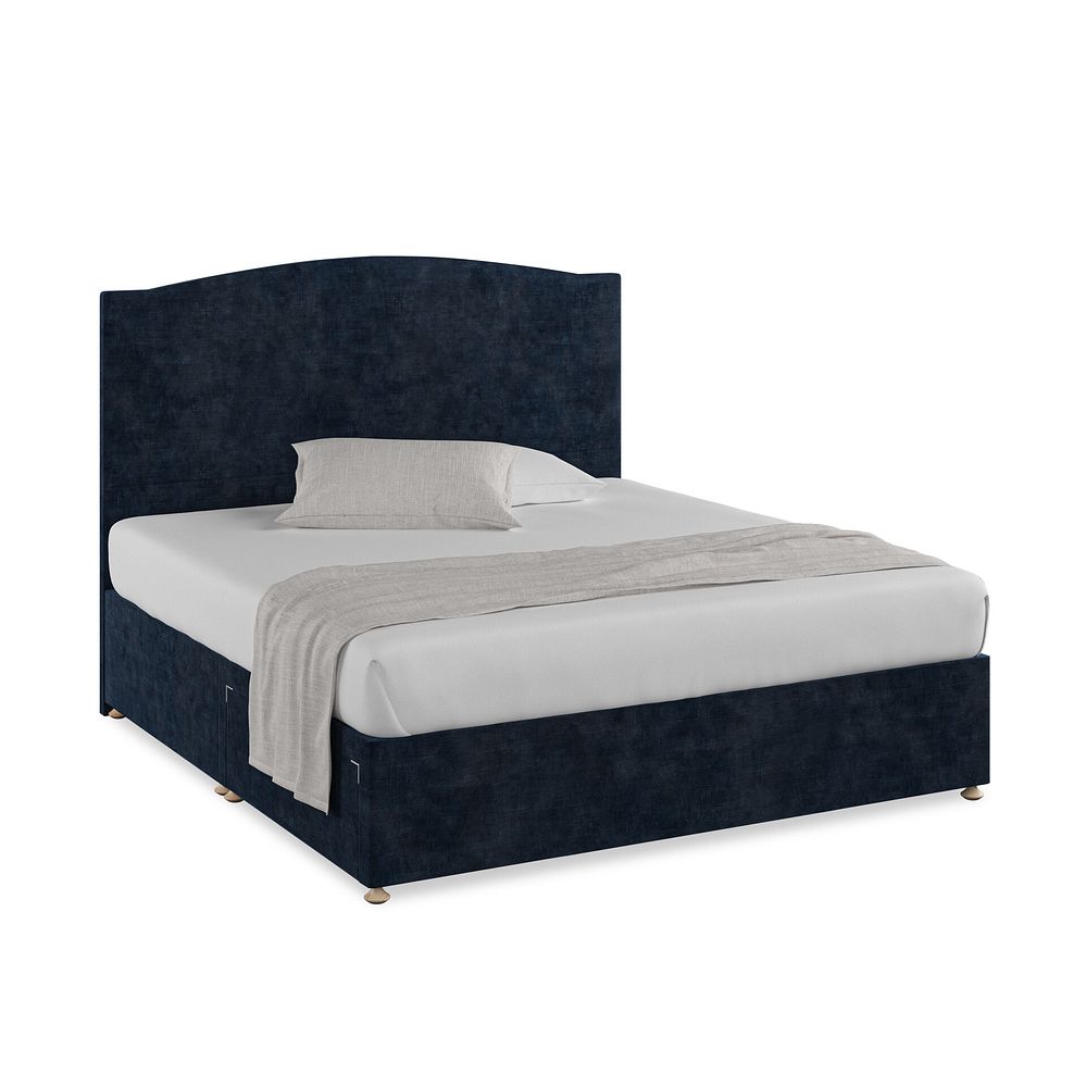 Eden Super King-Size 2 Drawer Divan Bed in Heritage Velvet - Royal Blue Thumbnail 1