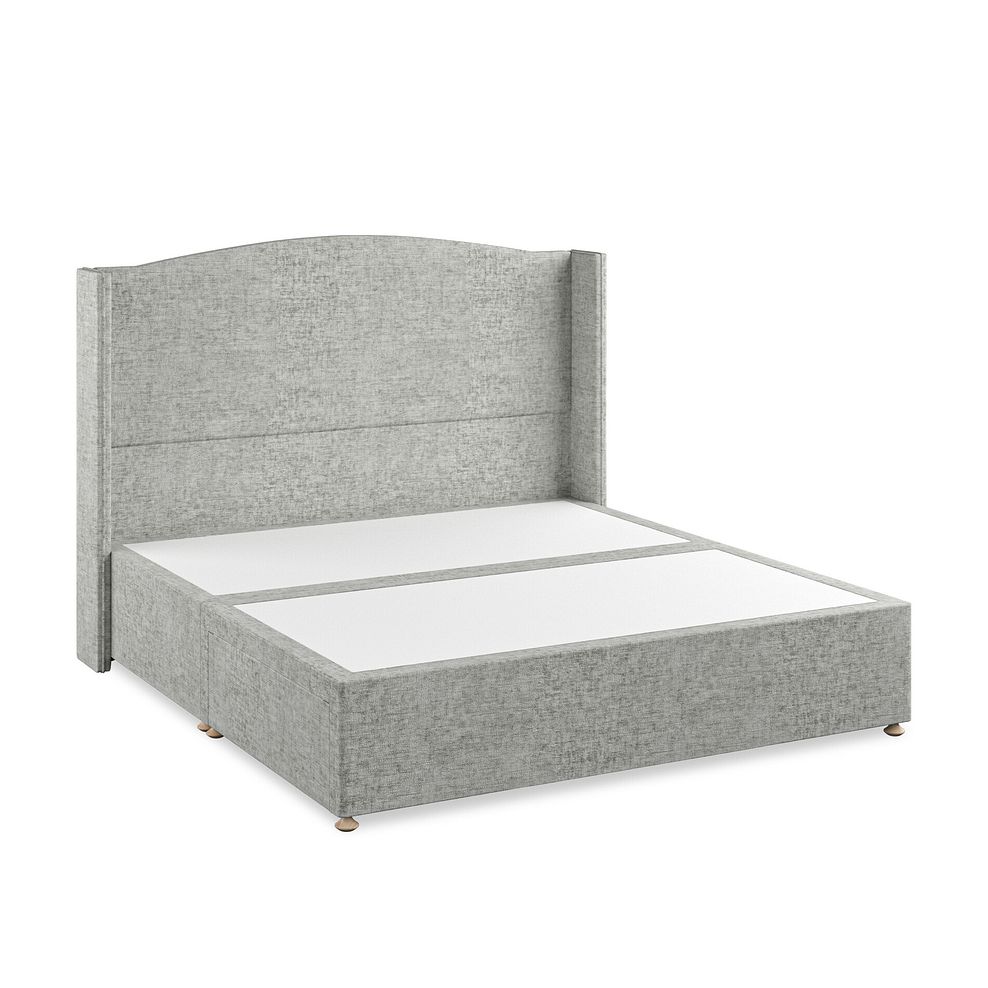 Eden Super King-Size 2 Drawer Divan Bed with Winged Headboard in Brooklyn Fabric - Fallow Grey 2
