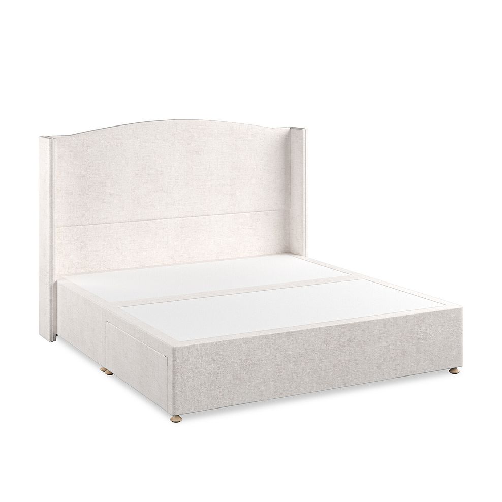 Eden Super King-Size 2 Drawer Divan Bed with Winged Headboard in Brooklyn Fabric - Lace White Thumbnail 2