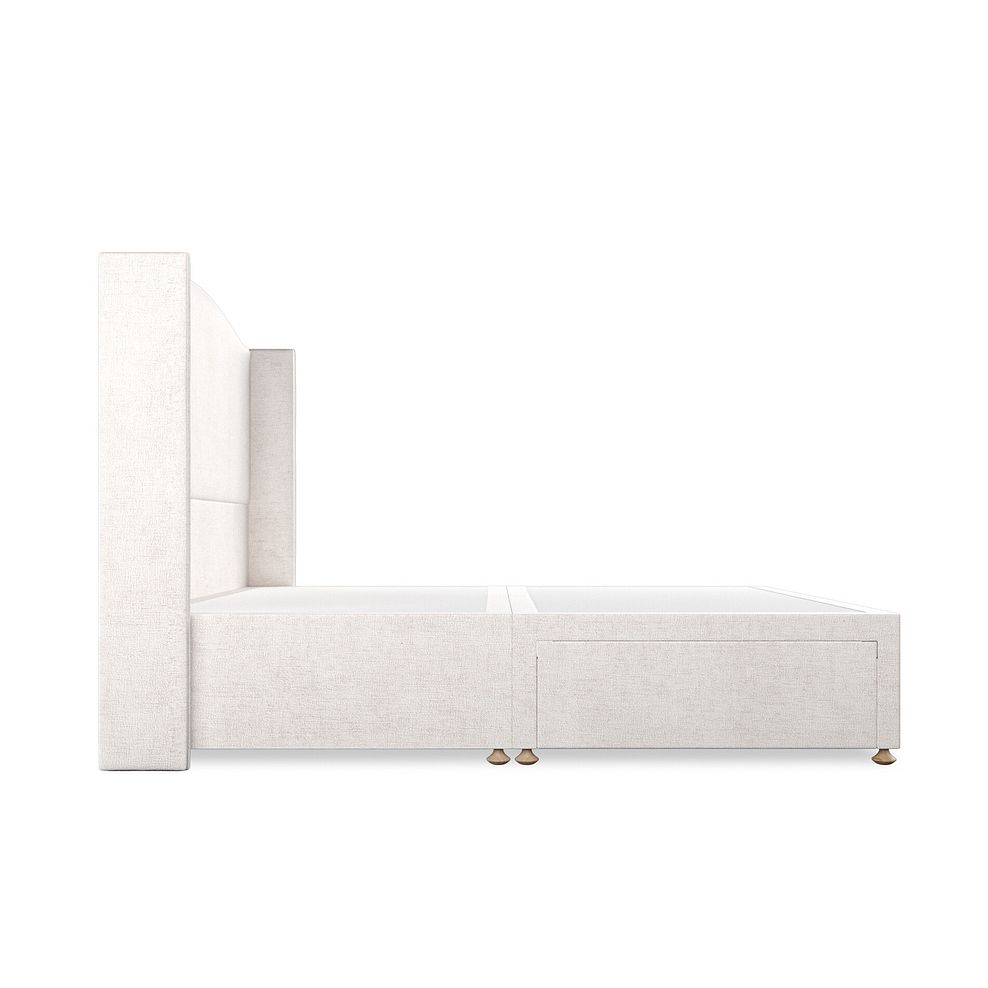 Eden Super King-Size 2 Drawer Divan Bed with Winged Headboard in Brooklyn Fabric - Lace White 4