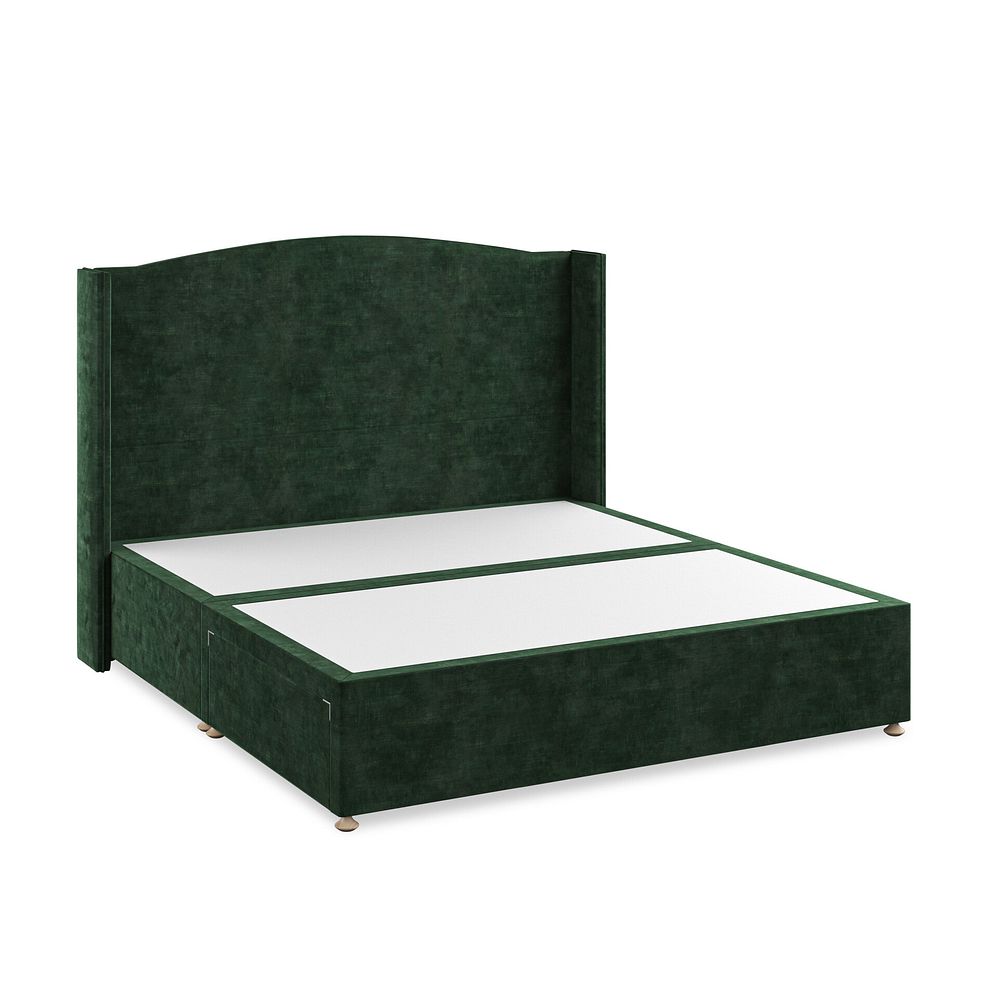 Eden Super King-Size 2 Drawer Divan Bed with Winged Headboard in Heritage Velvet - Bottle Green Thumbnail 2