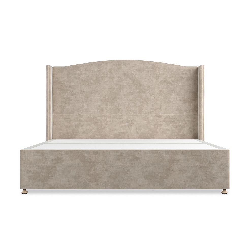 Eden Super King-Size 2 Drawer Divan Bed with Winged Headboard in Heritage Velvet - Mink 3