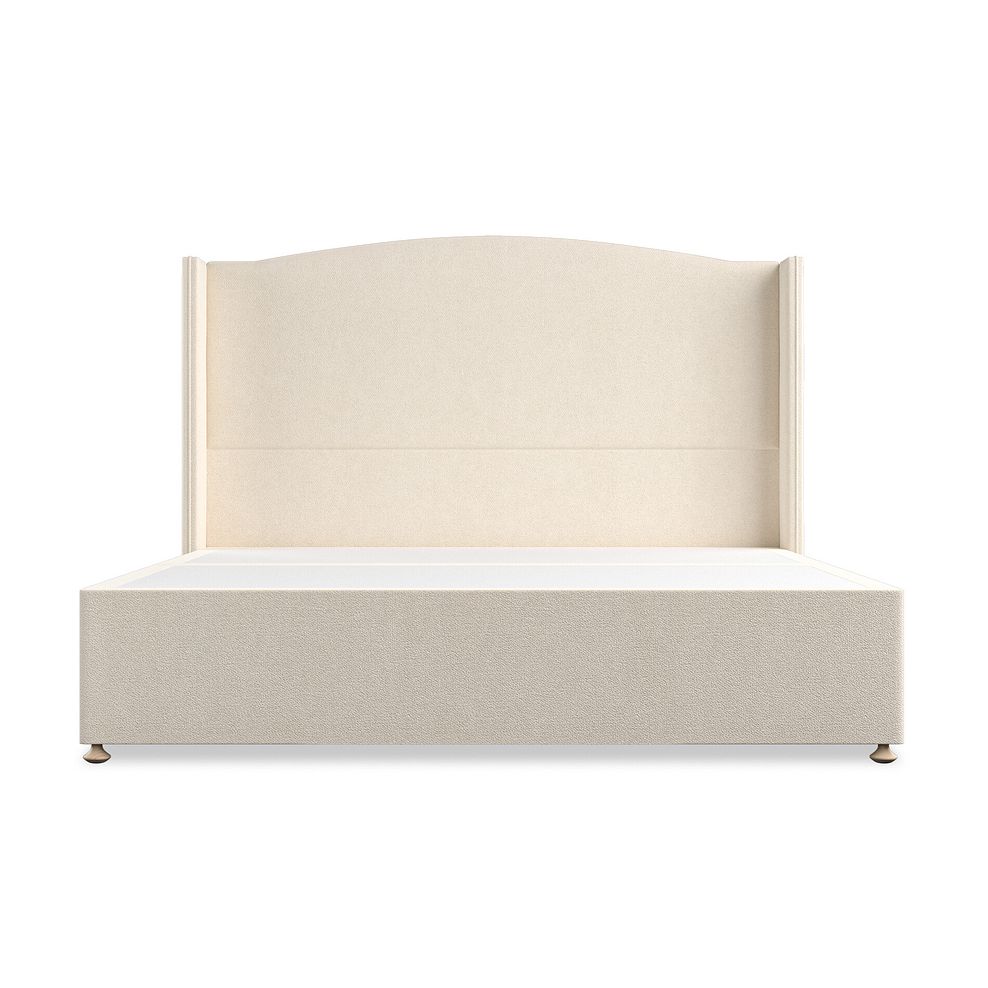 Eden Super King-Size 2 Drawer Divan Bed with Winged Headboard in Venice Fabric - Cream Thumbnail 3