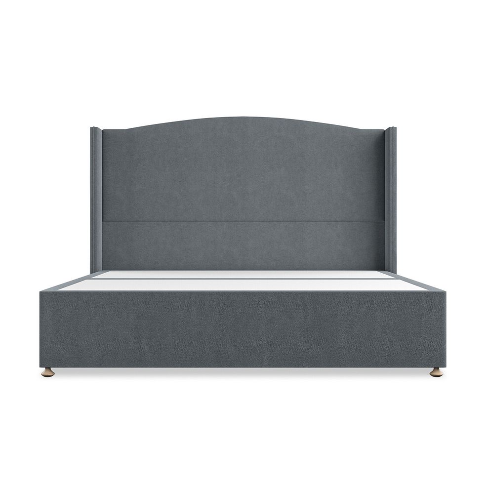 Eden Super King-Size 2 Drawer Divan Bed with Winged Headboard in Venice Fabric - Graphite 3