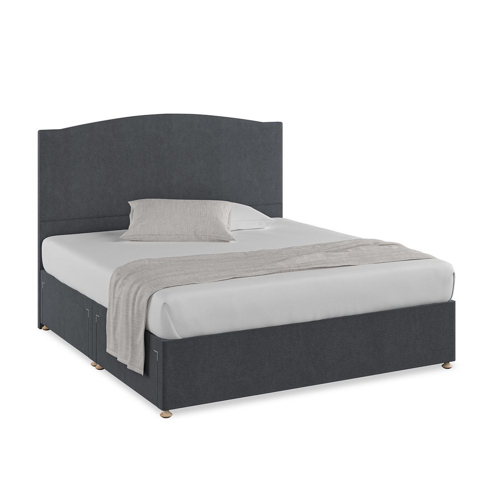 Eden Super King-Size 4 Drawer Divan Bed in Venice Fabric - Anthracite Thumbnail 1
