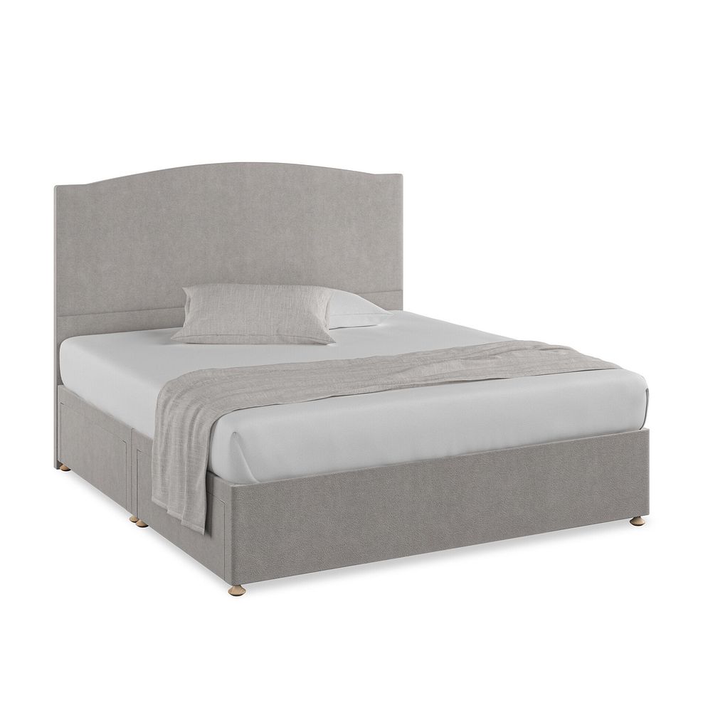 Eden Super King-Size 4 Drawer Divan Bed in Venice Fabric - Grey Thumbnail 1