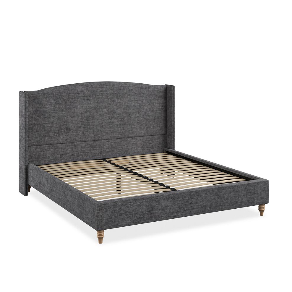 Eden Super King-Size Bed with Winged Headboard in Brooklyn Fabric - Asteroid Grey Thumbnail 2
