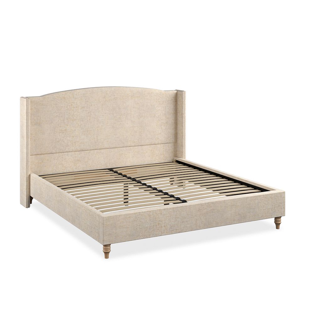 Eden Super King-Size Bed with Winged Headboard in Brooklyn Fabric - Eggshell 2