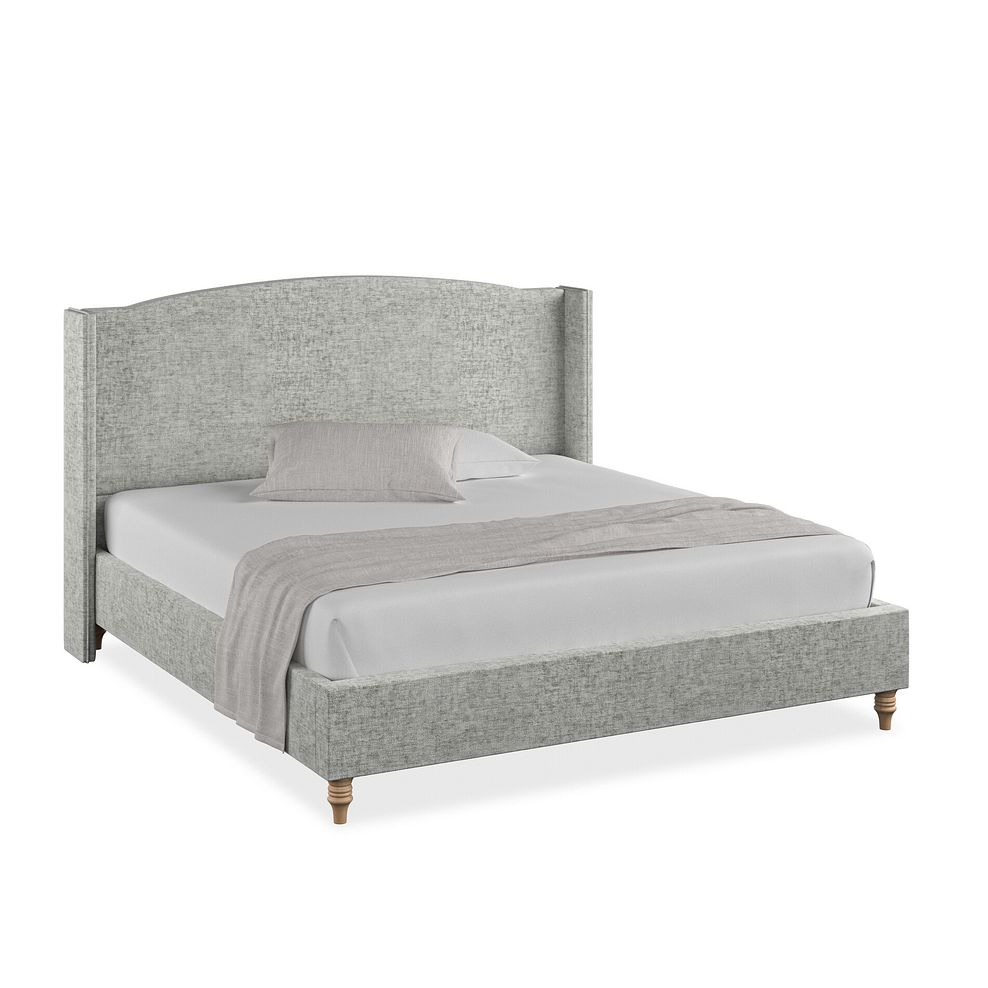 Eden Super King-Size Bed with Winged Headboard in Brooklyn Fabric - Fallow Grey