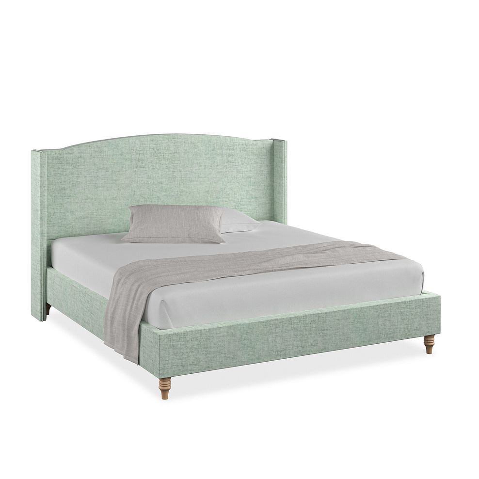 Eden Super King-Size Bed with Winged Headboard in Brooklyn Fabric - Glacier 1