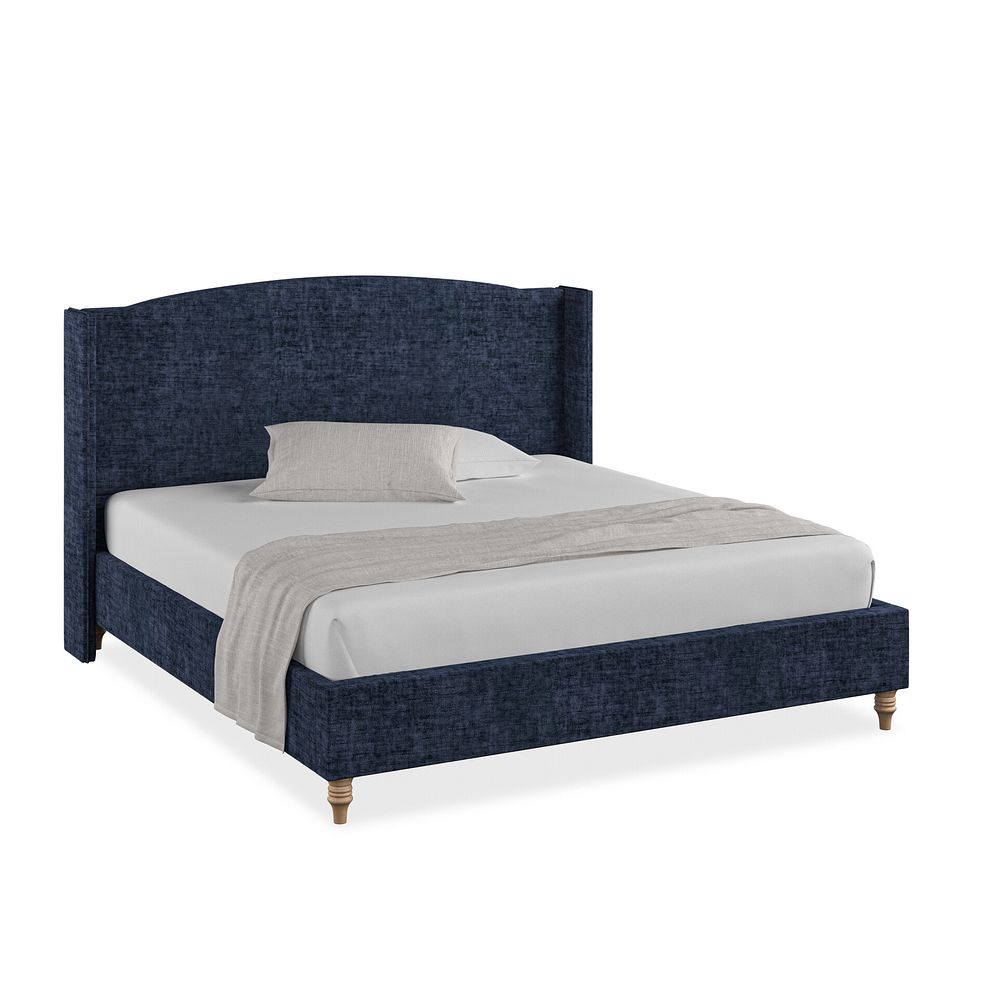 Eden Super King-Size Bed with Winged Headboard in Brooklyn Fabric - Hummingbird Blue 1
