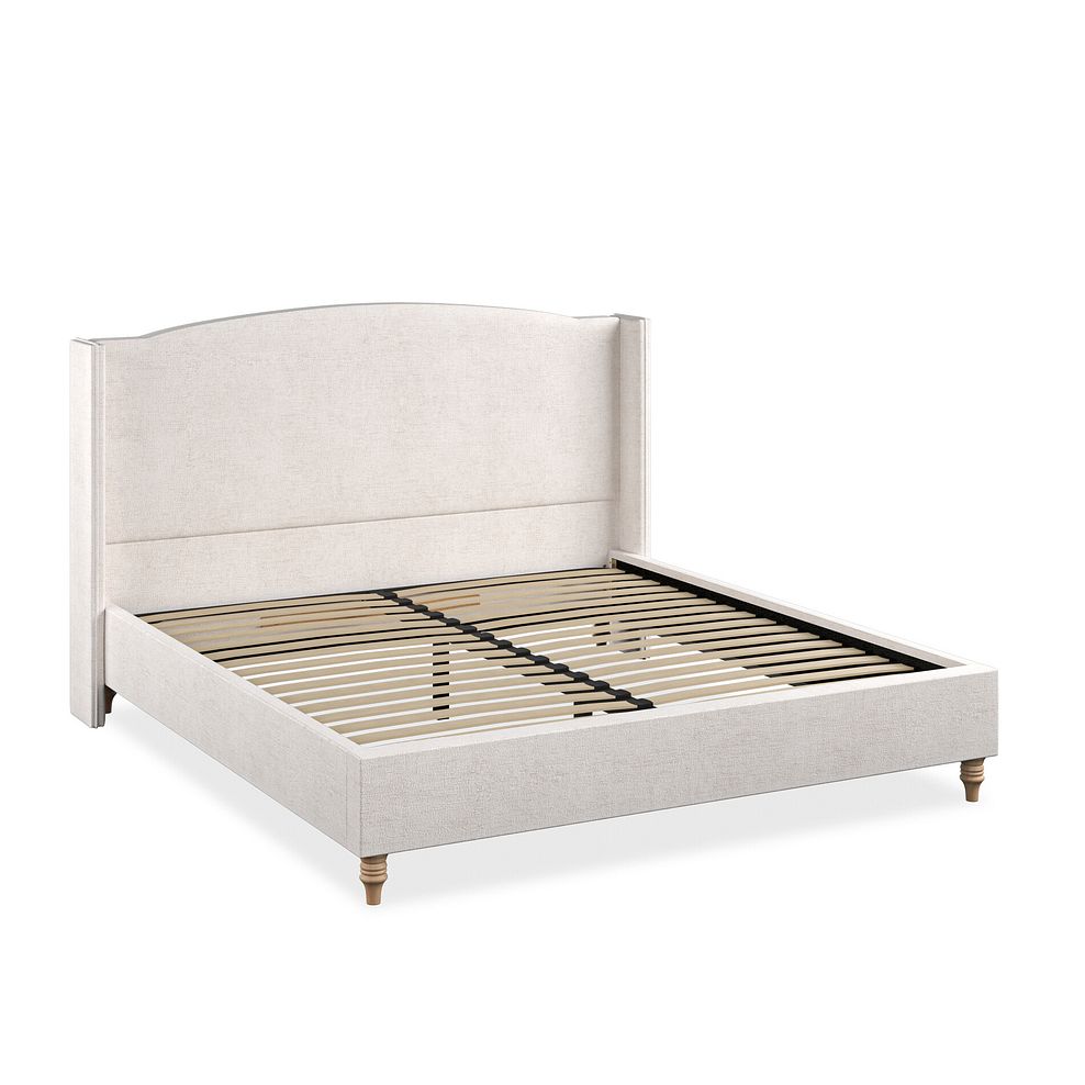 Eden Super King-Size Bed with Winged Headboard in Brooklyn Fabric - Lace White 2