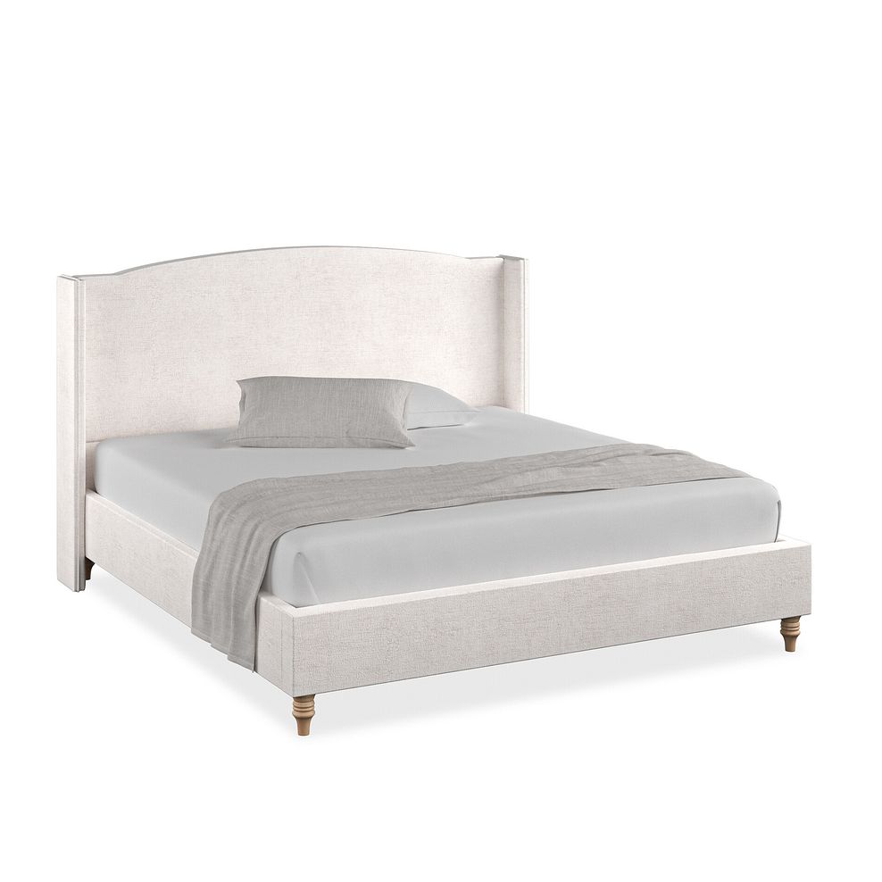 Eden Super King-Size Bed with Winged Headboard in Brooklyn Fabric - Lace White 1