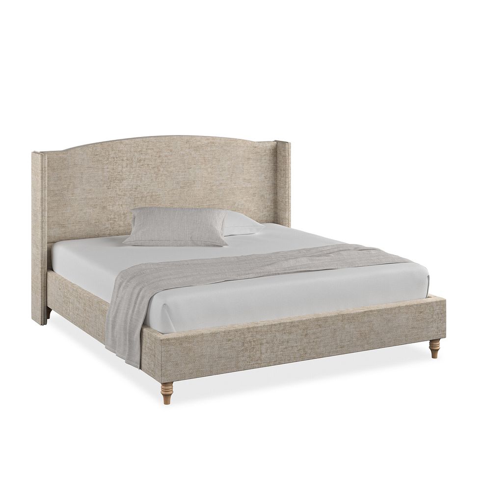 Eden Super King-Size Bed with Winged Headboard in Brooklyn Fabric - Quill Grey 1