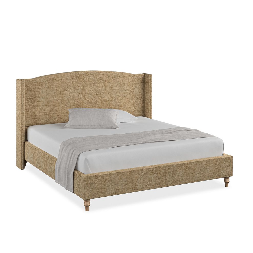 Eden Super King-Size Bed with Winged Headboard in Brooklyn Fabric - Saturn Mink Thumbnail 1