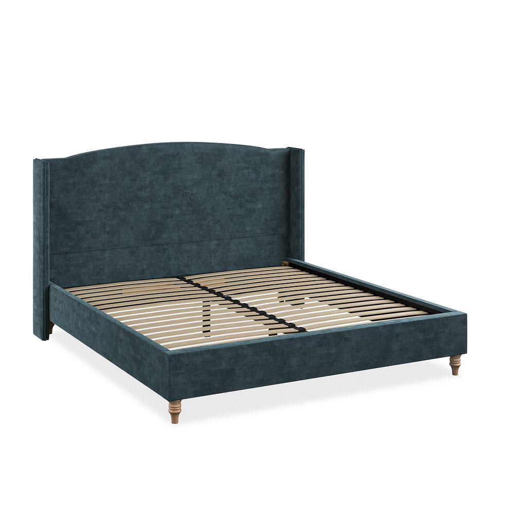 Eden Super King-Size Bed with Winged Headboard in Heritage Velvet - Airforce Thumbnail 2