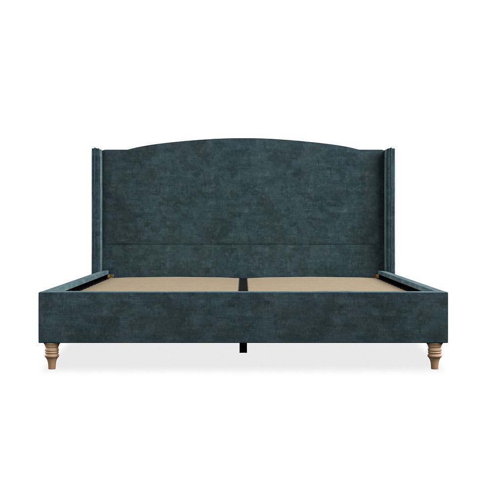 Eden Super King-Size Bed with Winged Headboard in Heritage Velvet - Airforce Thumbnail 3