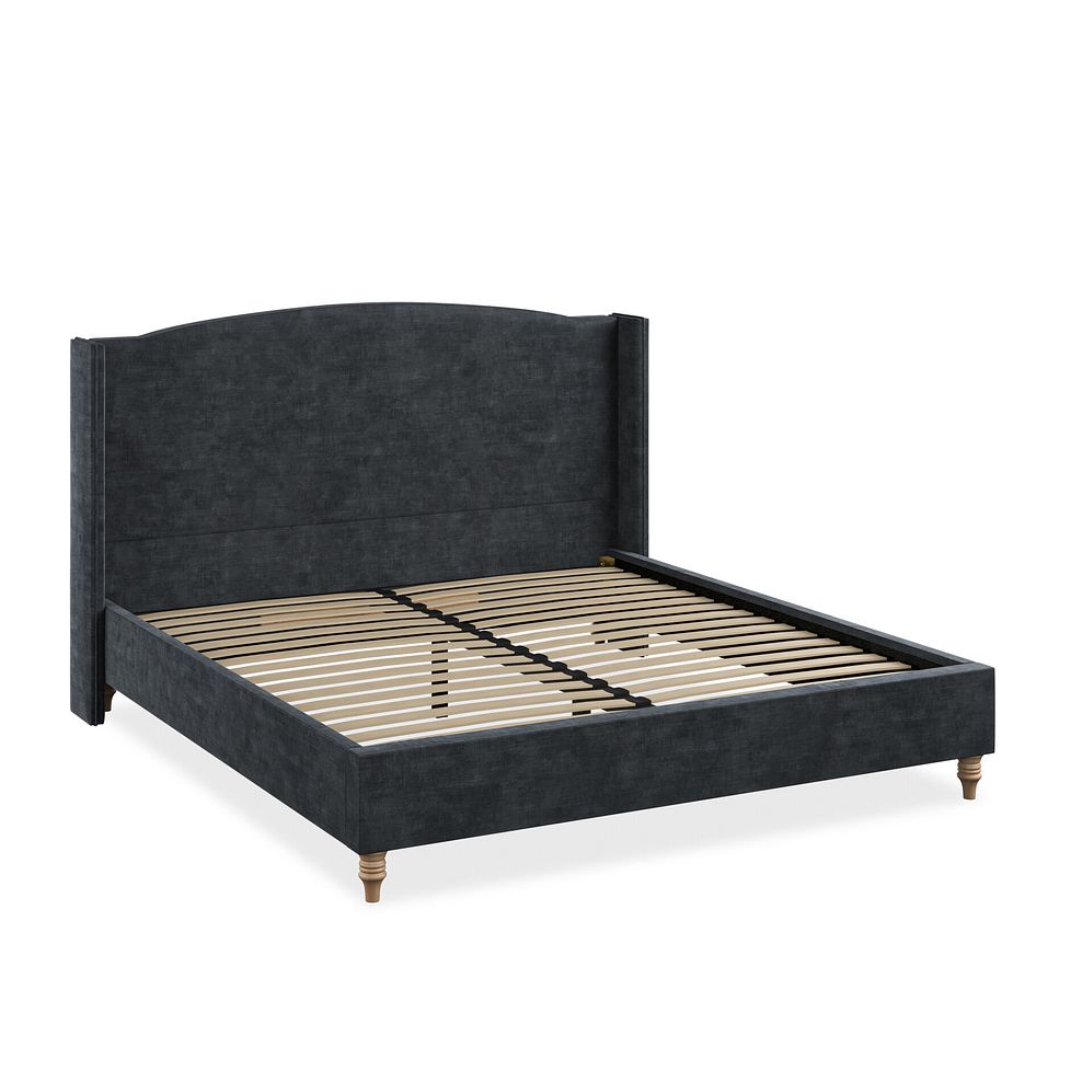 Eden Super King-Size Bed with Winged Headboard in Heritage Velvet - Charcoal 2