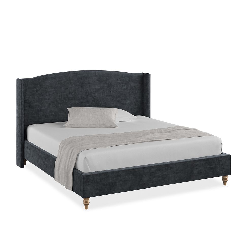 Eden Super King-Size Bed with Winged Headboard in Heritage Velvet - Charcoal Thumbnail 1