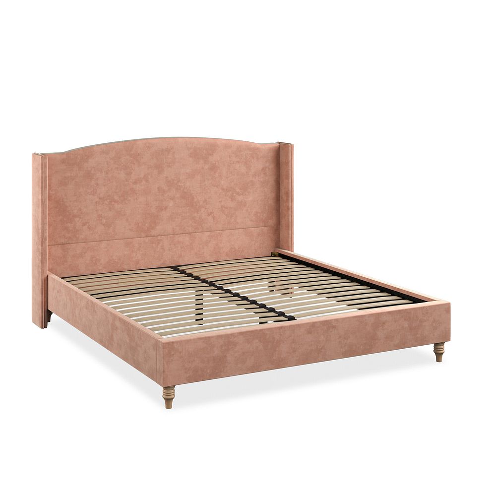 Eden Super King-Size Bed with Winged Headboard in Heritage Velvet - Powder Pink 2