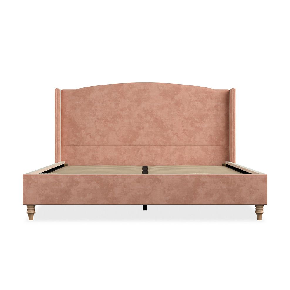 Eden Super King-Size Bed with Winged Headboard in Heritage Velvet - Powder Pink 3