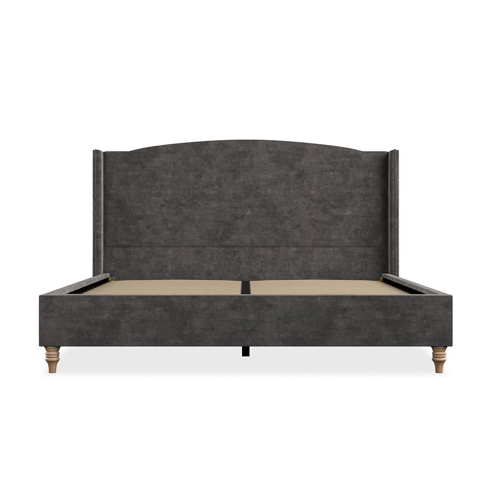 Eden Super King-Size Bed with Winged Headboard in Heritage Velvet - Steel Thumbnail 3