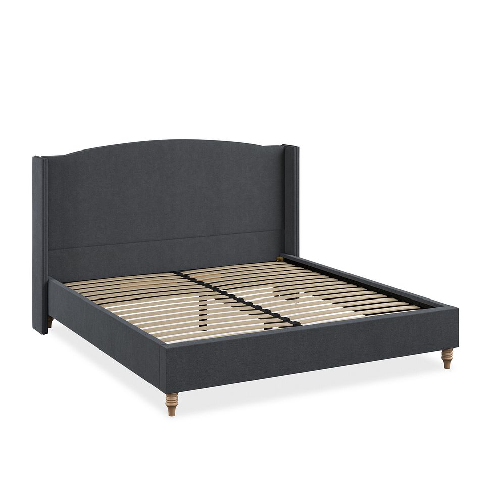 Eden Super King-Size Bed with Winged Headboard in Venice Fabric - Anthracite 2