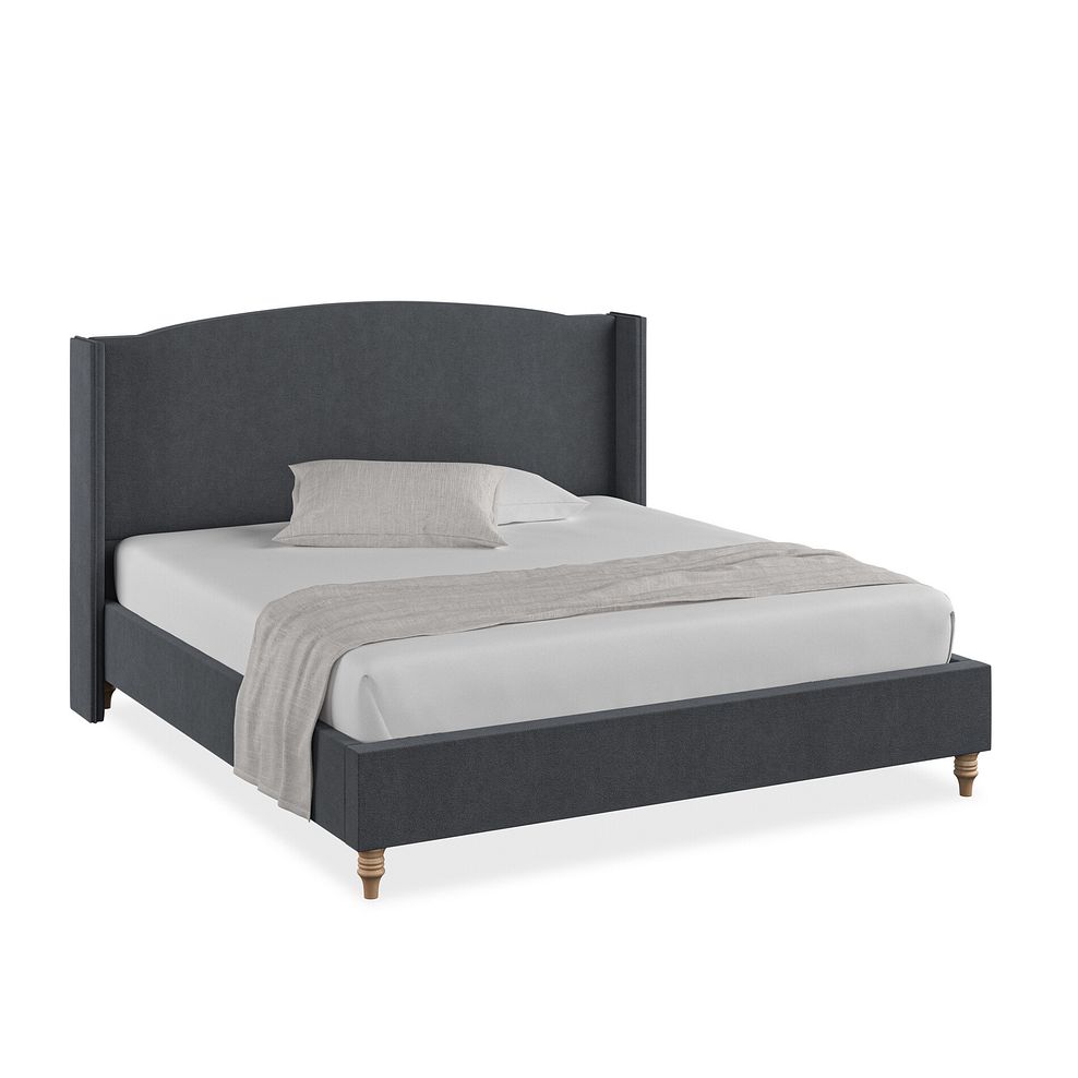Eden Super King-Size Bed with Winged Headboard in Venice Fabric - Anthracite 1