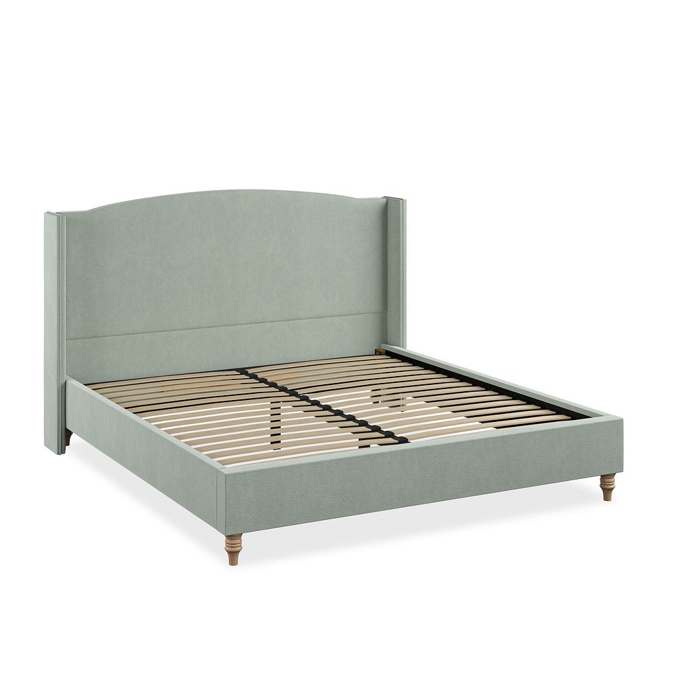 Eden Super King-Size Bed with Winged Headboard in Venice Fabric - Duck Egg 2