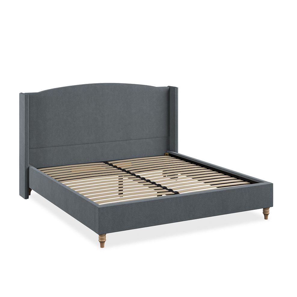 Eden Super King-Size Bed with Winged Headboard in Venice Fabric - Graphite 2