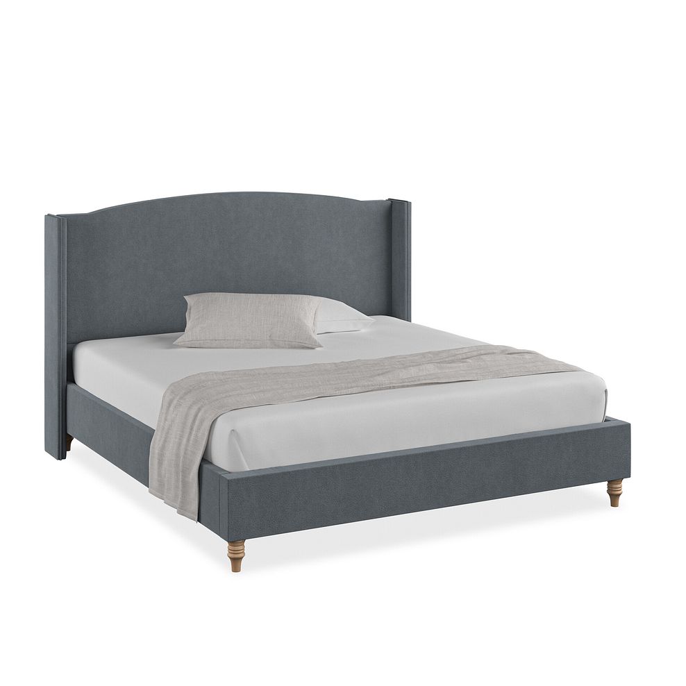 Eden Super King-Size Bed with Winged Headboard in Venice Fabric - Graphite 1