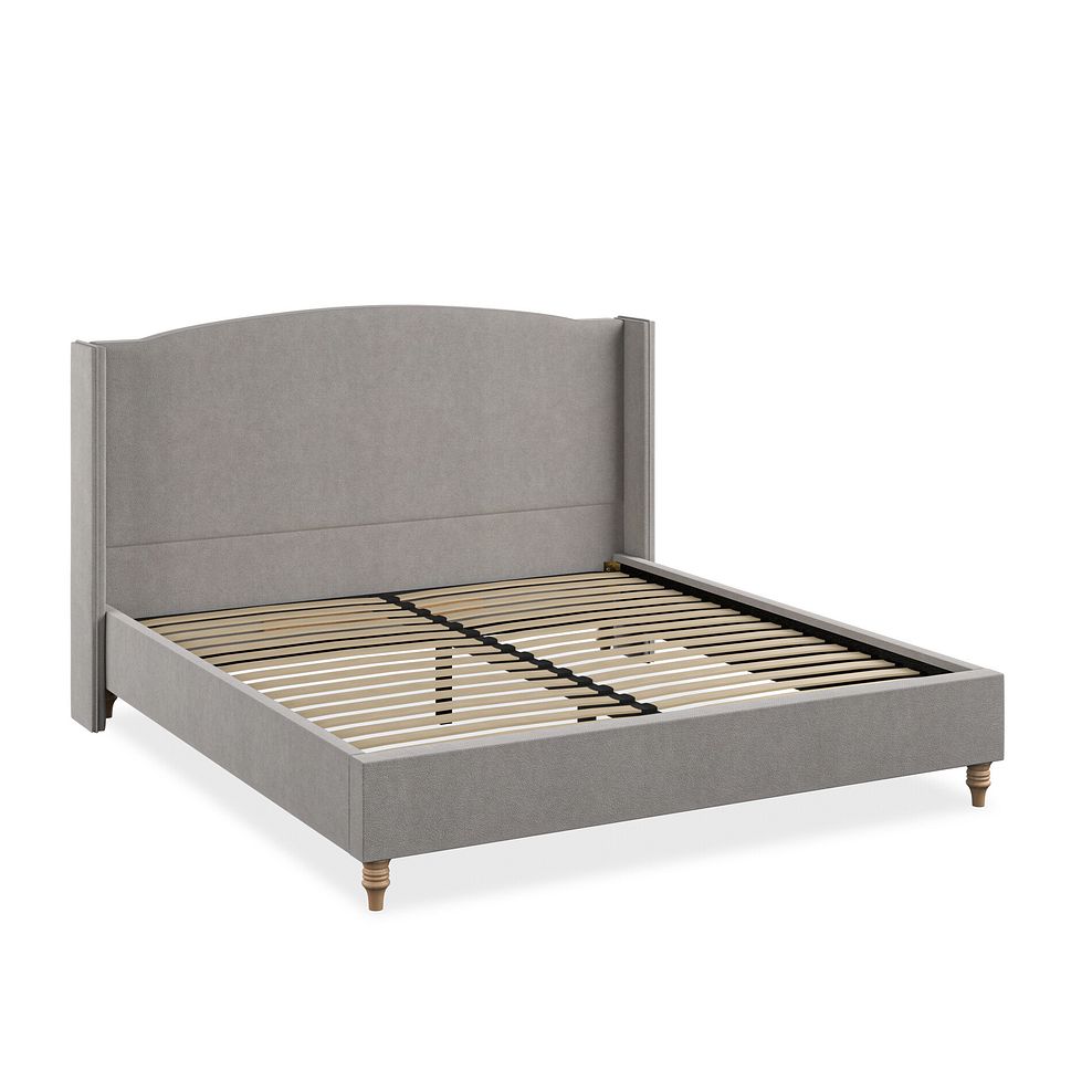Eden Super King-Size Bed with Winged Headboard in Venice Fabric - Grey 2