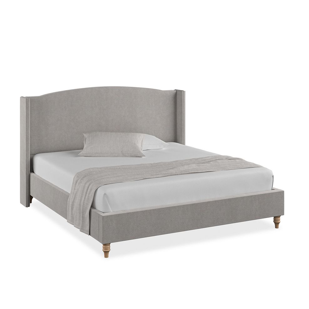 Eden Super King-Size Bed with Winged Headboard in Venice Fabric - Grey