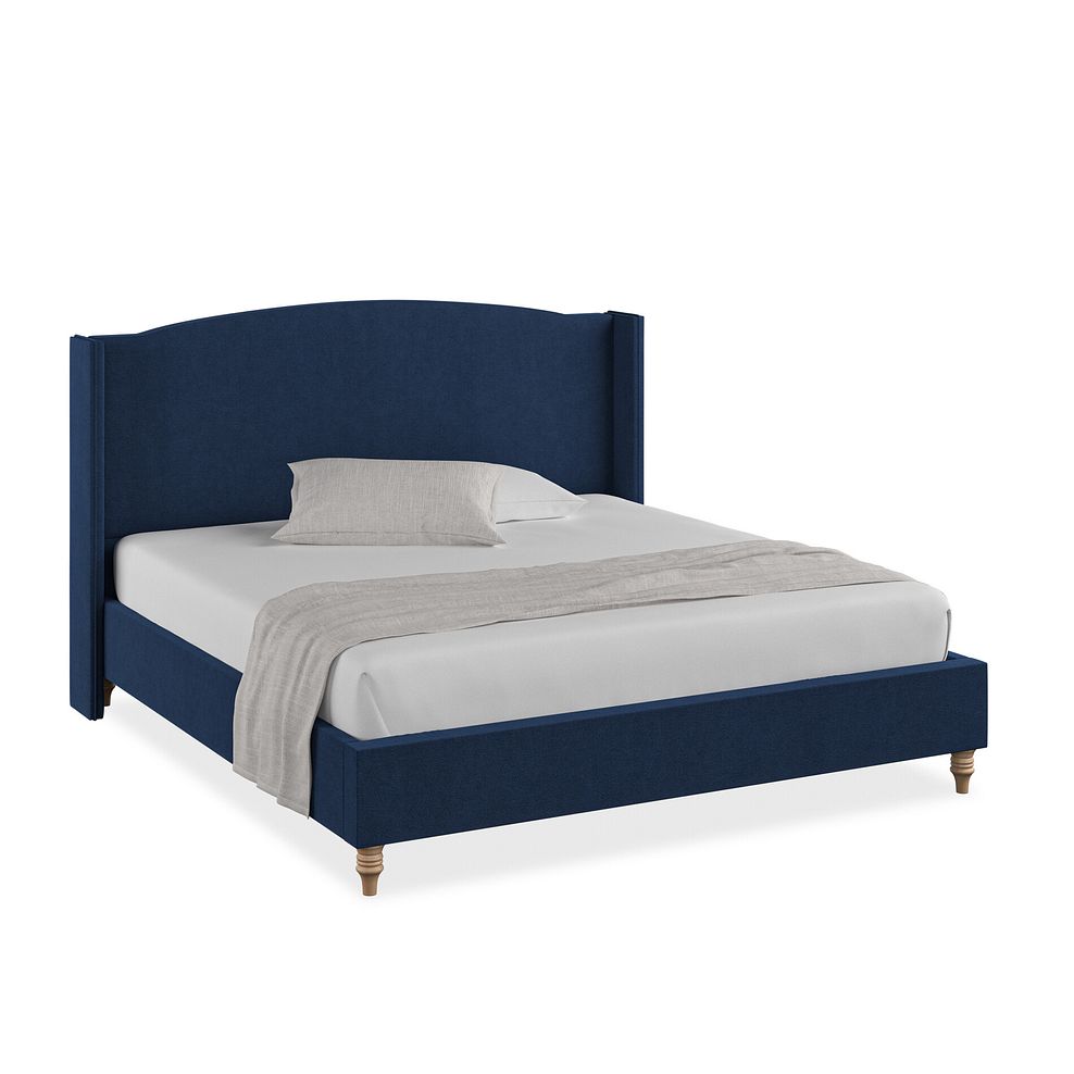 Eden Super King-Size Bed with Winged Headboard in Venice Fabric - Marine 1