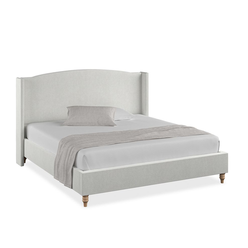 Eden Super King-Size Bed with Winged Headboard in Venice Fabric - Silver