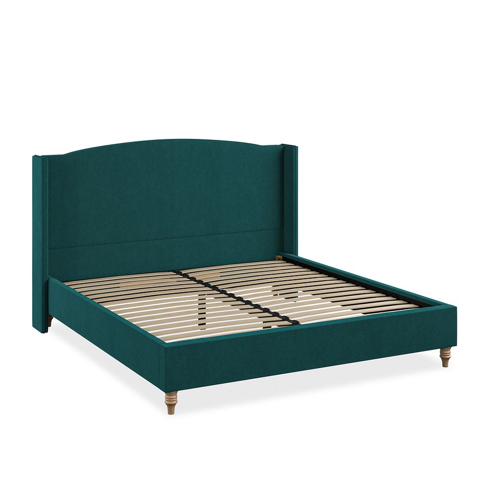 Eden Super King-Size Bed with Winged Headboard in Venice Fabric - Teal 2